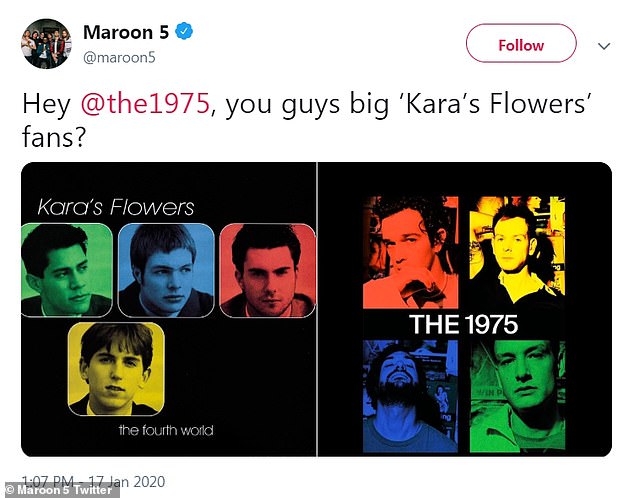 Скриншот поста Maroon 5 в Twitter