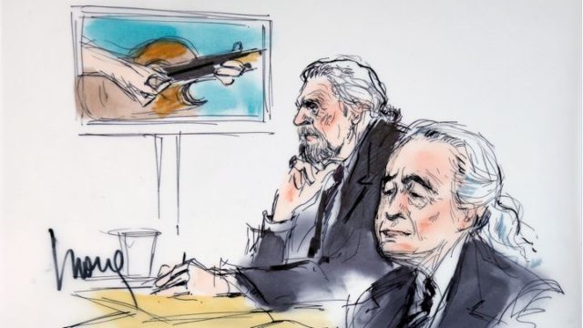 Роберт Плант и Джимми Пейдж на суде по делу о возможно плагиате Stairway To Heaven