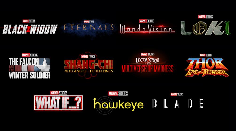 Лого анонсированных проектов студии Marvel из 4 фазы (кроме «Блэйда», он будет в 5-й)