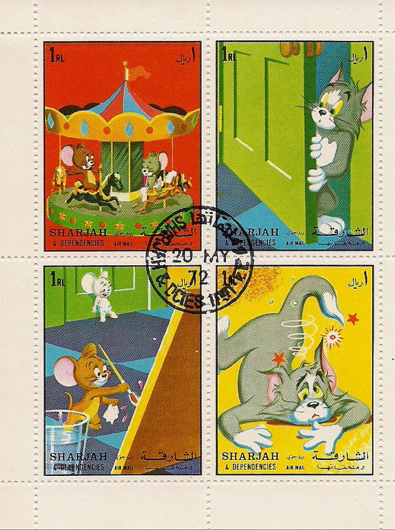 Почтовые марки с Томом и Джерри