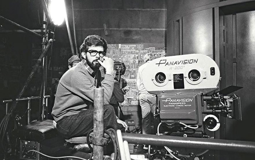 Джордж Лукас на съемках фильма «Звездные войны. Эпизод IV: Новая надежда», 1976 год