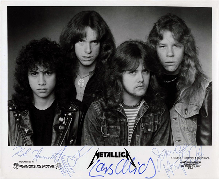 Metallica образца 1984 года: Кёрк Хэммет, Клифф Бёртон, Ларс Ульрих и Джеймс Хэтфилд (промо-материал лейбла Megaforce Records)
