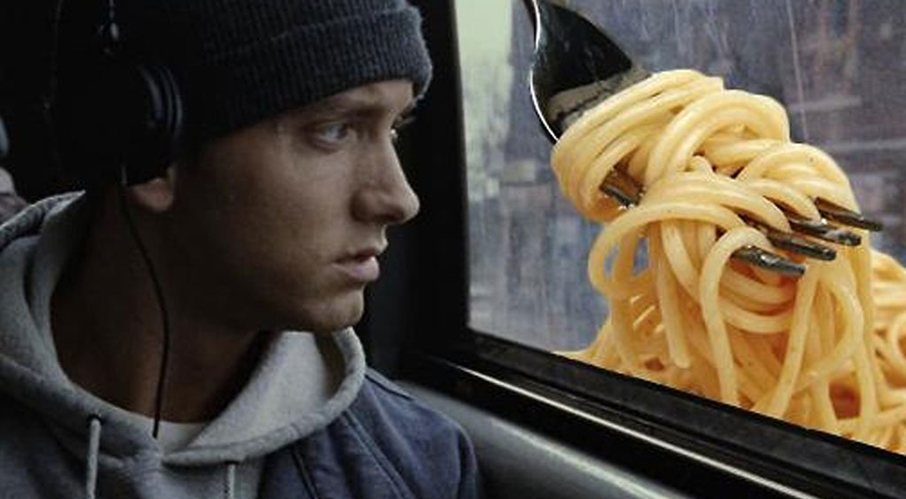 Эминем и спагетти. Коллаж: junkee.com