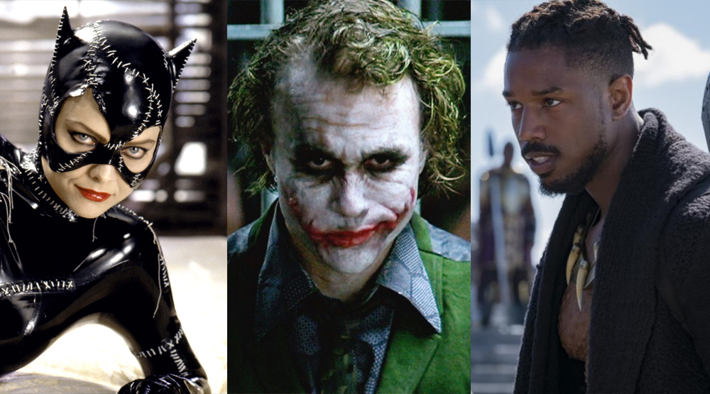 Женщина-кошка (Мишель Пфайффер), Джокер (Хит Леджер) и Эрик Киллмонгер (Майкл Джордан)