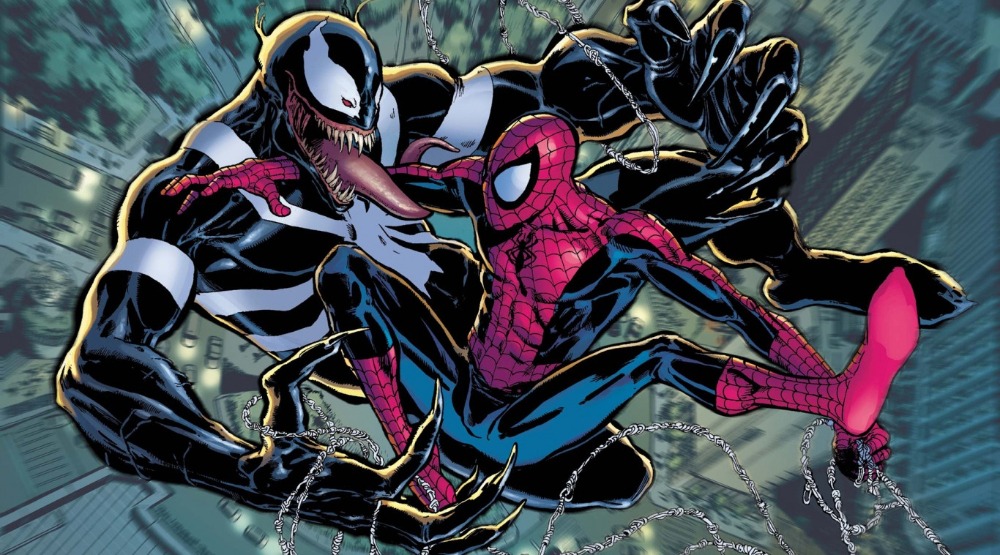 Веном и Человек-паук в комиксе Marvel