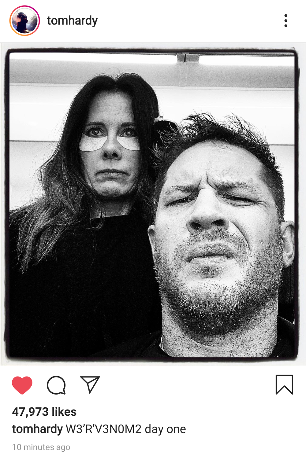 Пост в Instagram Тома Харди