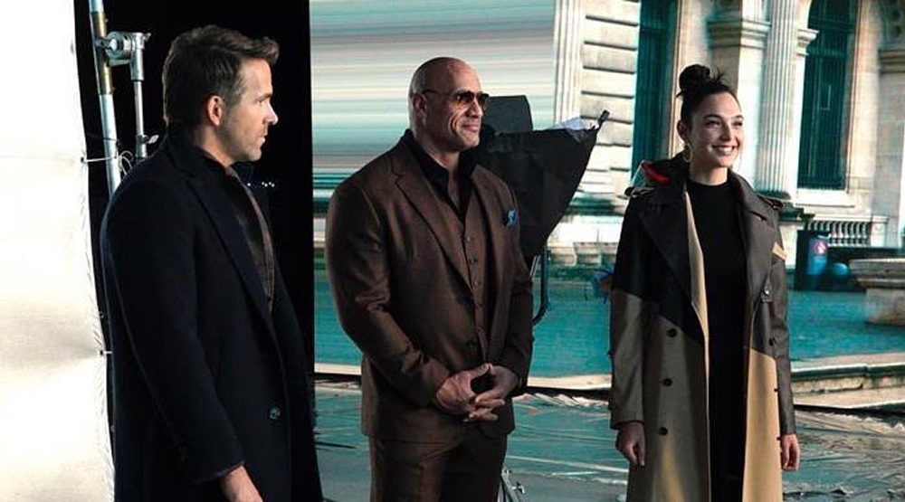 Кадр со съемок фильма «Красное уведомление»