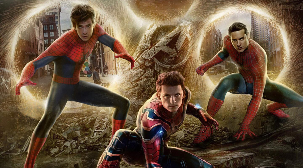 Тоби Магуайр, Том Холланд и Эндрю Гарфилд на фан-постере фильма «Человек-паук 3», арт AwedopeArts