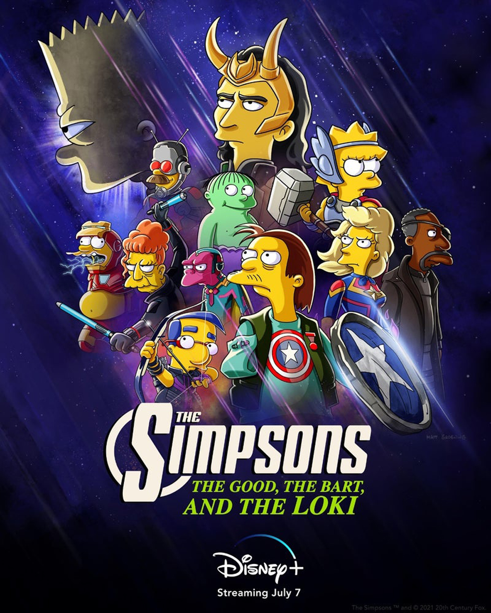 Промо-постер короткометражного мультфильма «Симпсоны: Хороший, Барт и Локи»