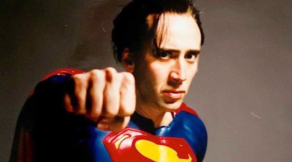 Николас Кейдж в образе Супермена для фильма «Супермен жив» Тима Бертона