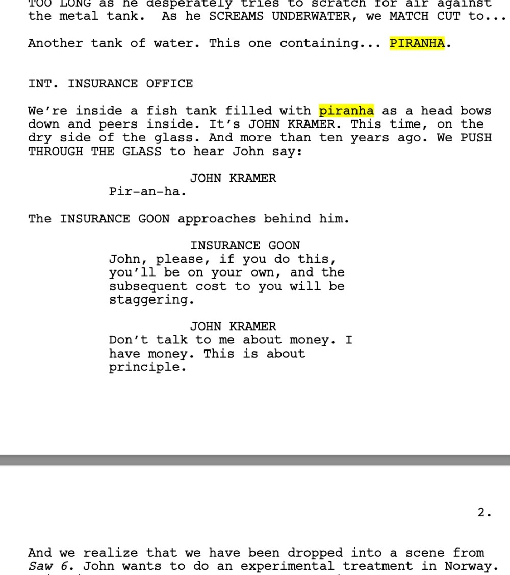 Сценарий фильма «Пила 10» (2023) / Фото: X (бывший Twitter)*/ joshstolberg/ *соцсеть запрещена в России