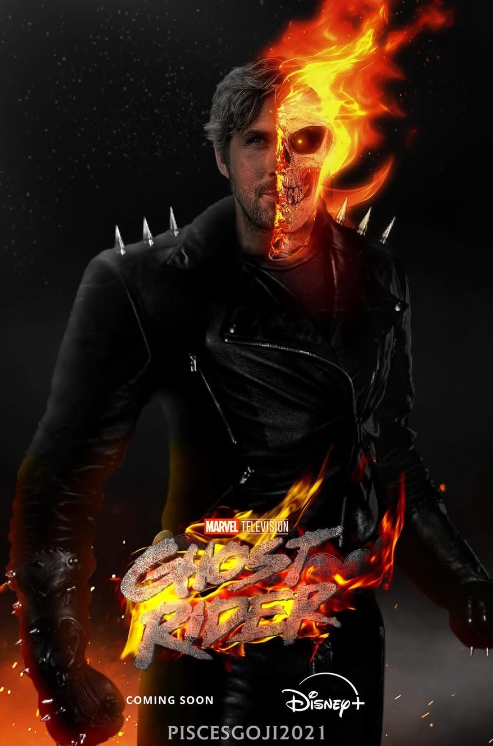 Райан Гослинг в образе Призрачного гонщика / Фото: Instagram*/Piscesgoji2021 / *соцсеть признана в России экстремистской и запрещена