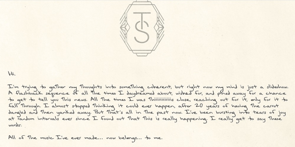 Скриншот письма Тейлор Свифт / Источник: сайт Тейлор Свифт
