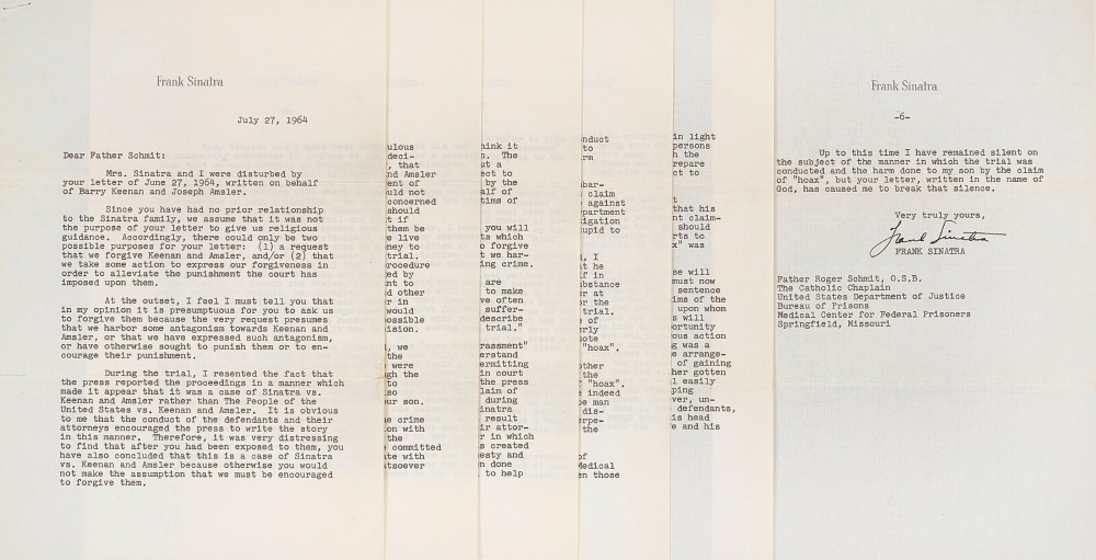 Письмо Фрэнка Синатры / Фото: сайт аукциона Bonhams