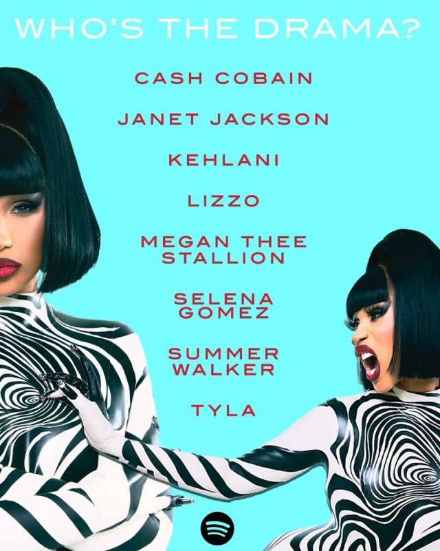Список гостей на альбоме Карди Би «Am I the Drama?» (2025) / Источник: соцсети Карди Би