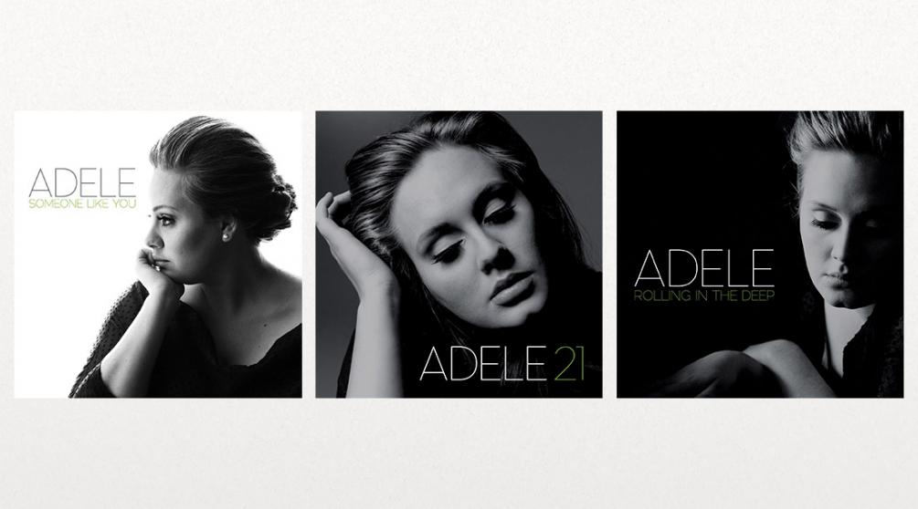 Обложки сингла Адель «Someone Like You», альбома «21» и сингла «Rolling In The Deep»