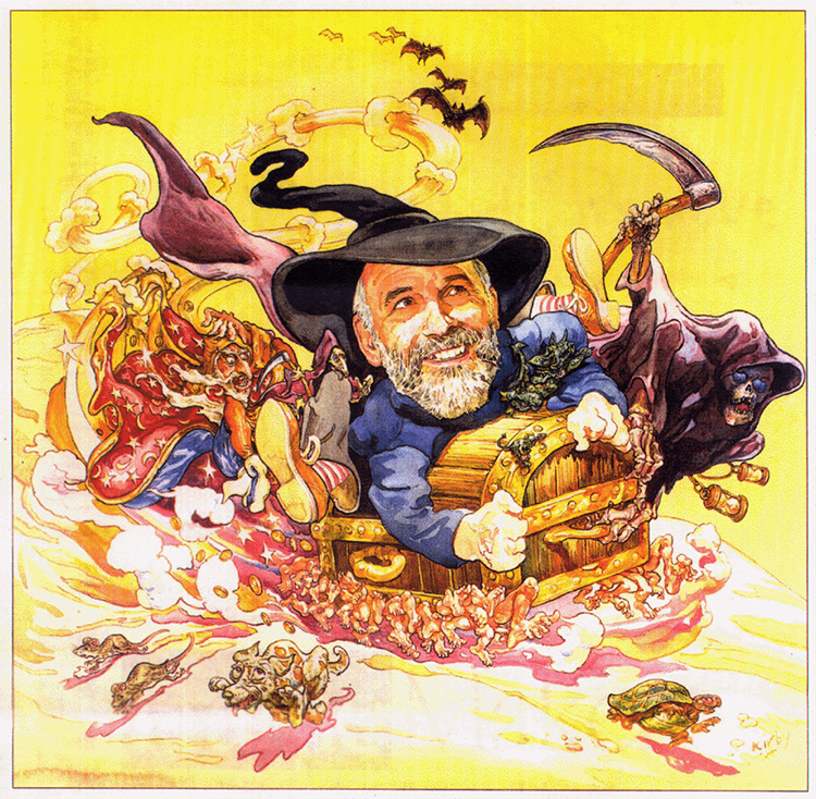 «Волшебник Терри» (Terry the Wizard). Рисунок британского художника Джоша Кирби, до 2001 года создававшего иллюстрации и обложки к почти всем произведениям Терри Пратчетта