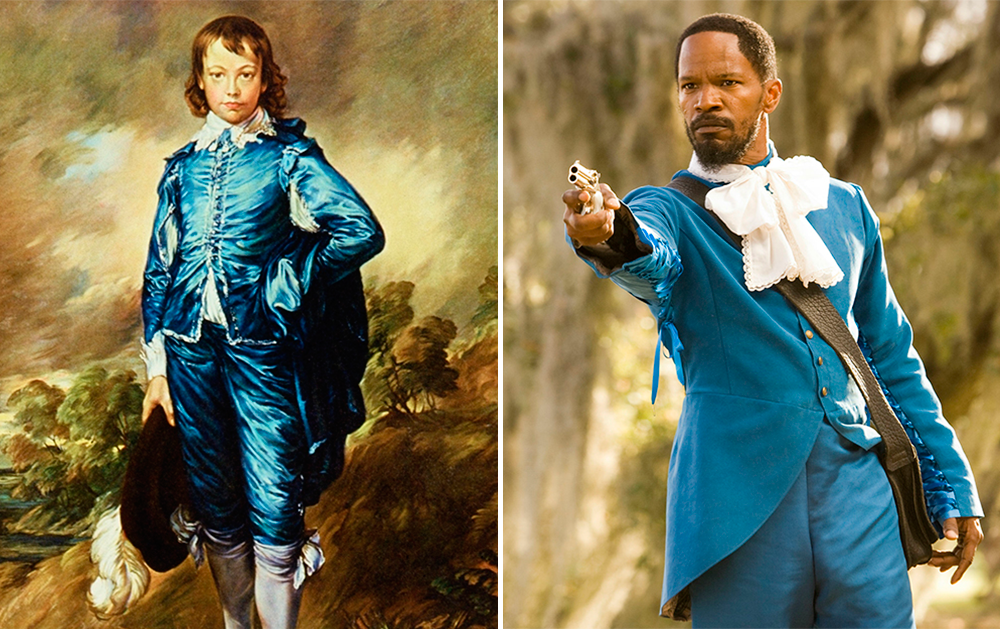 Картина «Мальчик в голубом» (слева) и кадр из фильма «Джанго освобожденный»
