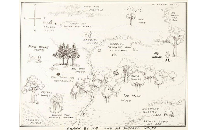 Карта Волшебного Леса, сделанная художником Эрнестом Шепардом