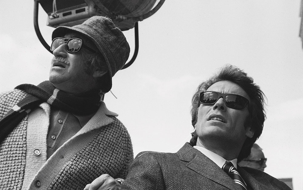 Дон Сигел и Клинт Иствуд на съемках фильма «Грязный Гарри» (1971)